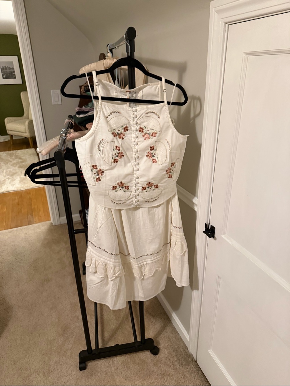 White Embroidered Two-Piece Dress Set